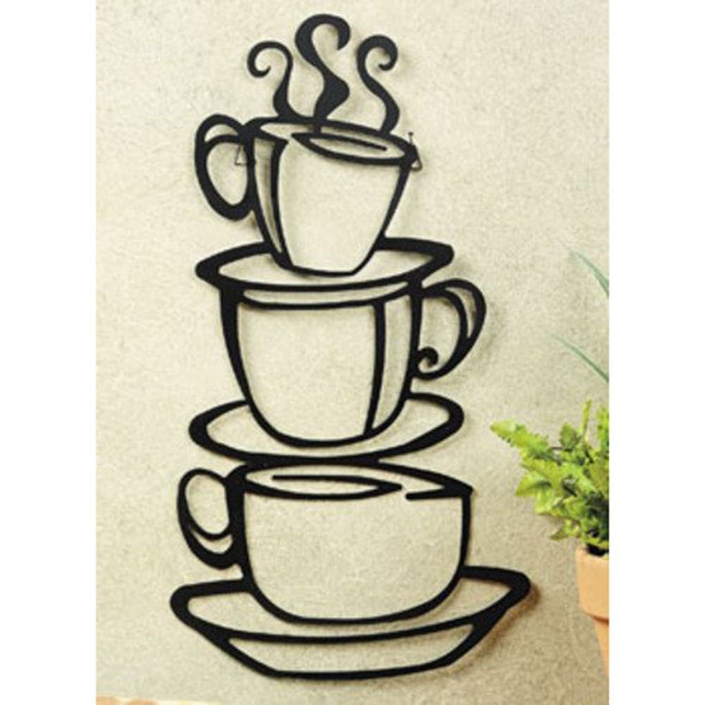 Large Metal Coffee Cup Silhouette Wall Decor For Home Coffee - Temu