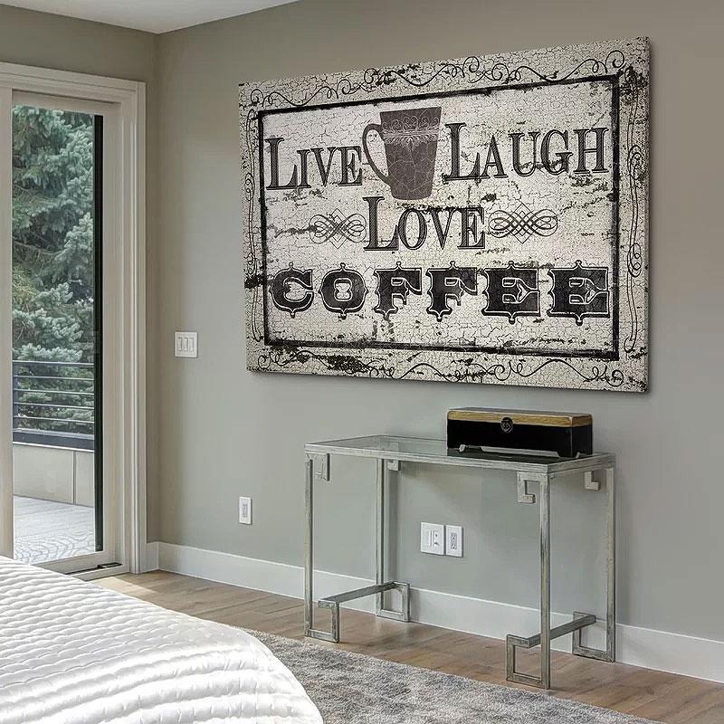 Kitchen Living Room Interior Wall Home Decor with Cuban Coffee Maker  pouring Hearts Canvas Print by Lubo