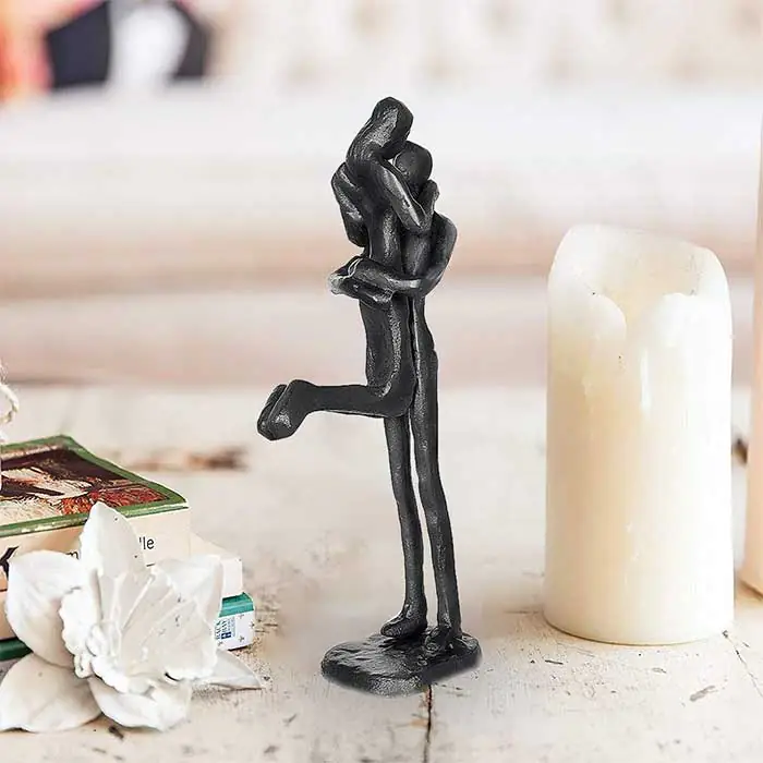 Embracing Couple Cast Iron Couple Sculpture