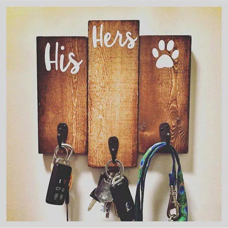 His, Hers & the Dog's Key & Leash Hooks