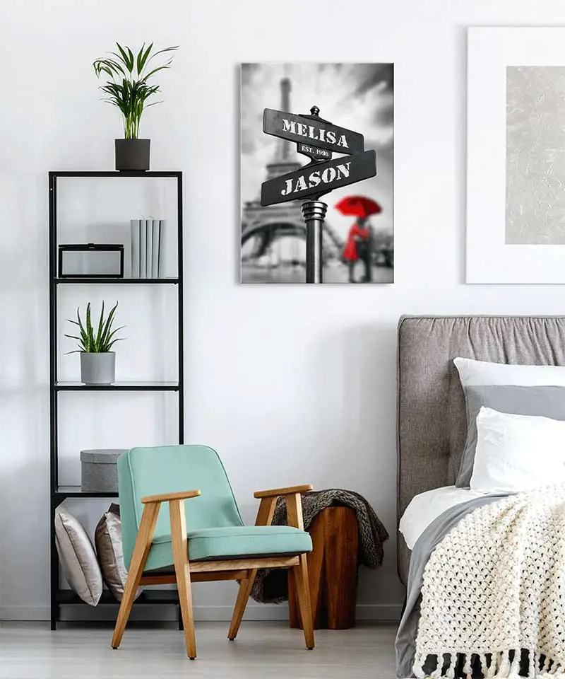 Love Crossing Personalized Street Names Canvas Couple Art Print