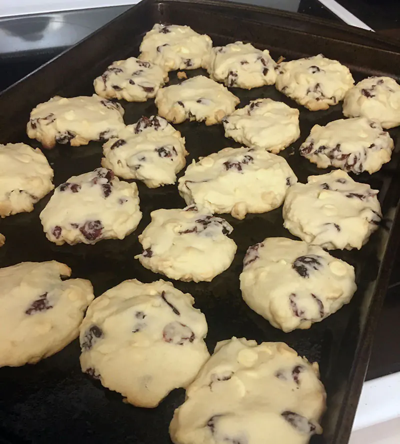 Cranberry White Chocolate Christmas Shortbread Cookies Fresh Out of the Oven