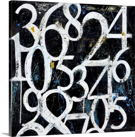 Numbers by Erin Ashley Black & White Art Print on Canvas