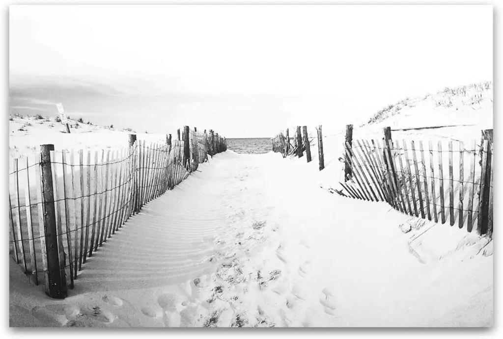 Startonight Canvas Wall Art Black and White Abstract Sand Road to The Beach