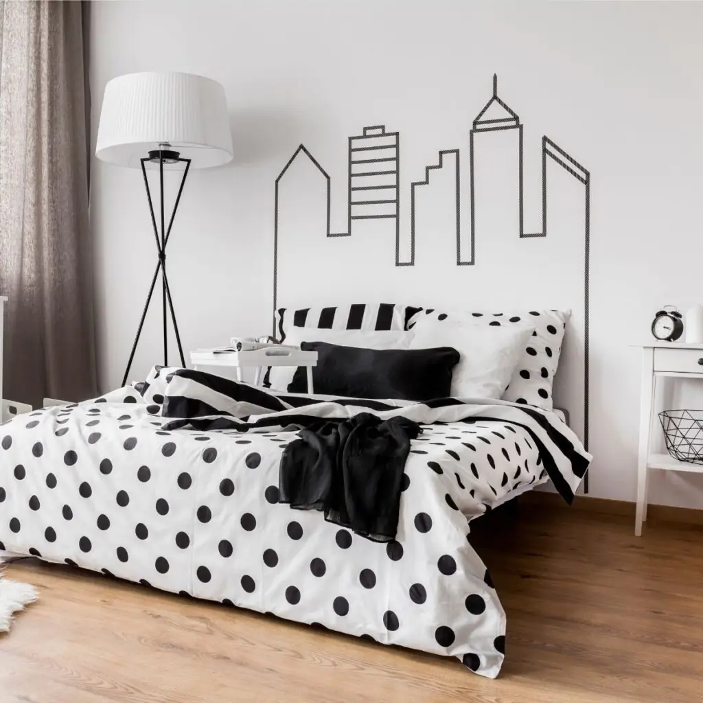 DIY Painted Wall Skyline Headboard