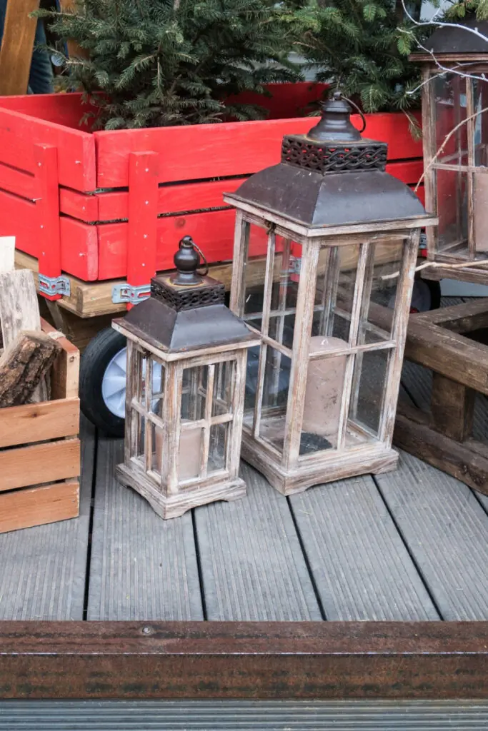 Rustic Candle and Wagon Display