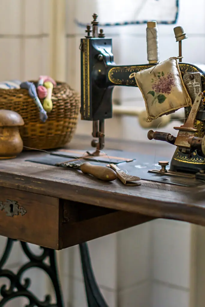 Vintage Sewing Table Found at Thrift Store.