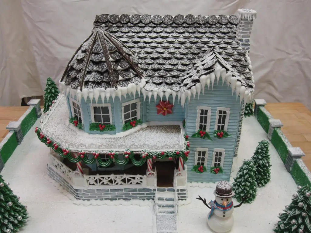 Blue Victorian Gingerbread House