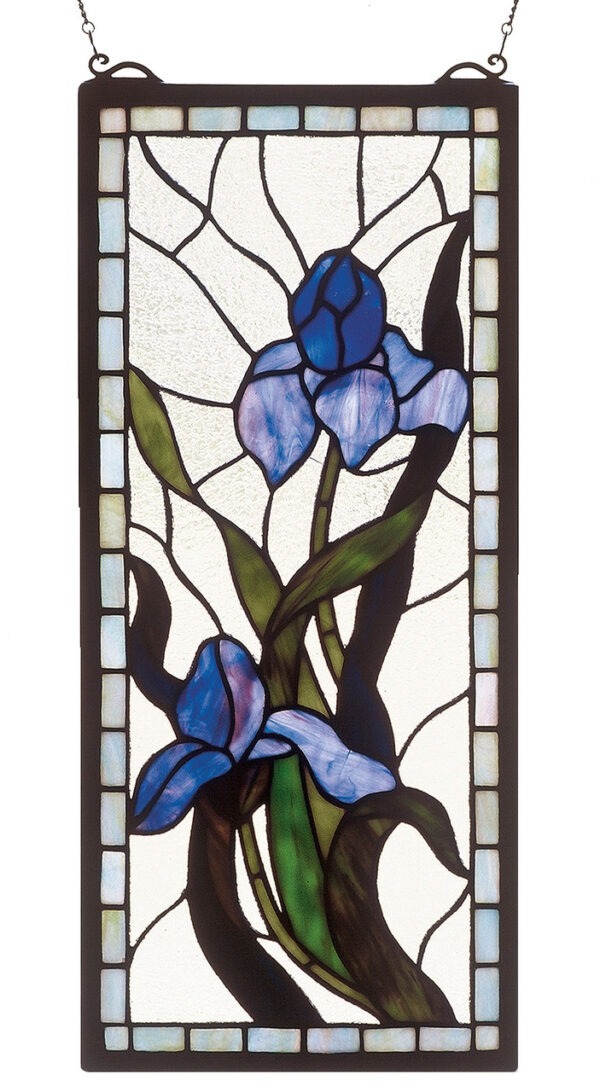 Iris | Hanging Stained Glass Panel | 9" X 20"