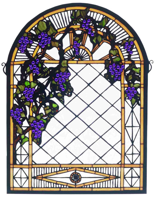 Grape Diamond Trellis | Stained Glass Panel | 16" W X 22" H
