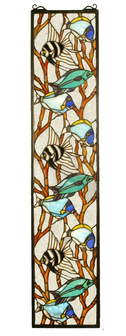 Tropical Fish | Hanging Stained Glass Panel | 9" W X 42" H