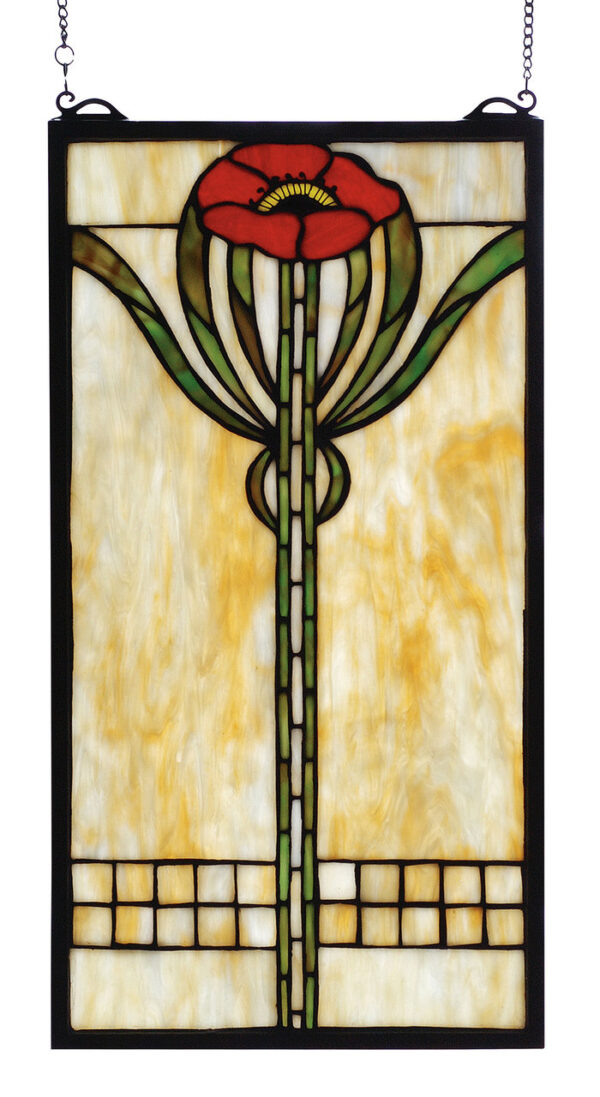 Parker Poppy | Stained Glass Window Hanging | 11" W X 20" H