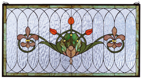 Tulip & Fleurs | Hanging Stained Glass Panel | 36" W X 19" H