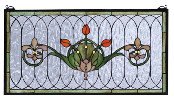Tulip & Fleurs | Stained Glass Panel | 26" W X 14" H
