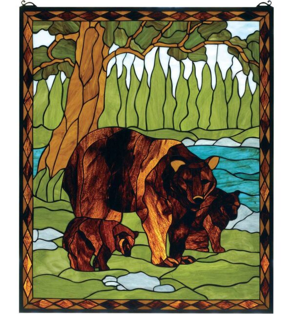 Brown Bear | Tiffany Art Glass Window | 25" X 30"