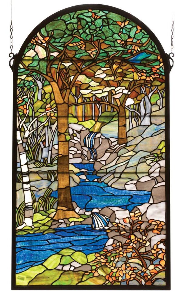 Tiffany Waterbrooks | Art Glass Window Panel | 40" X 22"