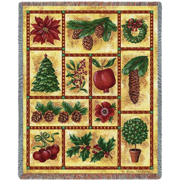 Images of Christmas Woven Throw Blanket
