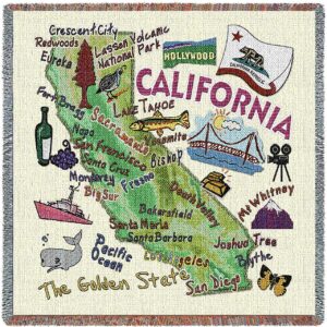 California State Map Blanket Woven Tapestry Throw | Art & Home