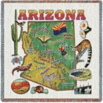 Arizona State Map Blanket | Woven Tapestry Throw | Art & Home