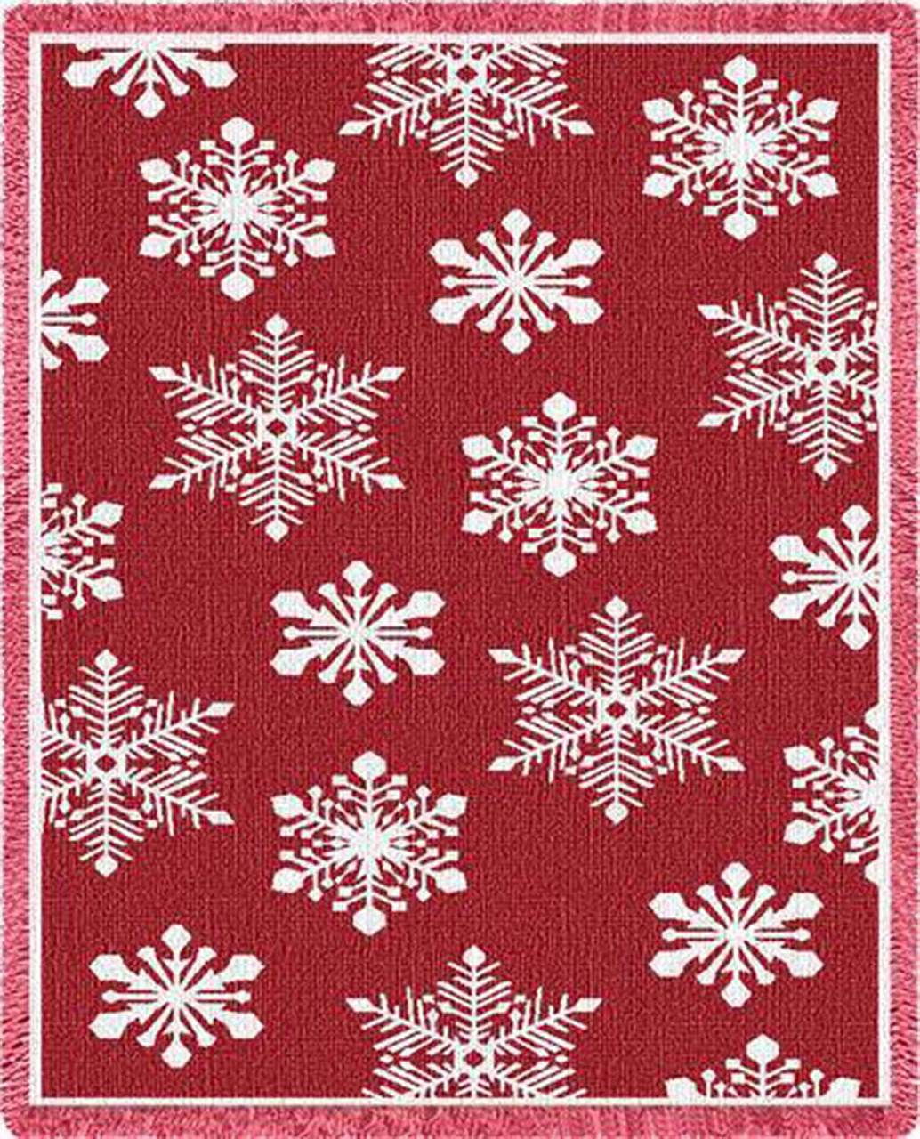 Snowflakes Red | Christmas Afghan | 70 x 50 | Art & Home