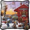 Whistle Stop Christmas | Charles Wysocki | Christmas Tapestry Throw Pillow