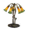 Five Light Lily Amber/Green Louis Comfort Tiffany Stained Glass Lamp
