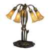 Five Light Lily Amber Louis Comfort Tiffany Stained Glass Style Lamp