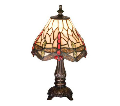 Tiffany Stained Glass Scarlet Dragonfly Small Accent Lamp | 11.5"