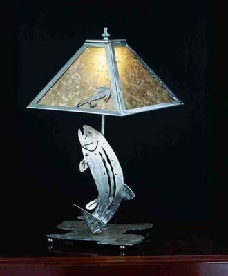 Flyfishing Trout Rustic Lodge Decorative Lamp