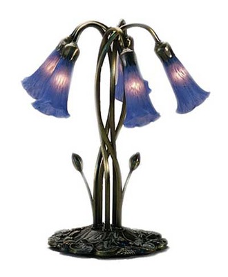 Five Light Lily Blue Tiffany Stained Glass Decorative Lamp