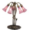 Five Light Lily Pink Tiffany Stained Glass Decorative Lamp
