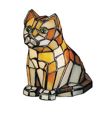 Cat Tiffany Stained Glass Accent Table Lamp 7504