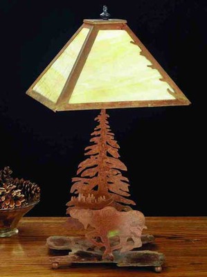 Moose, Pine And Leaf Edge Rustic Lodge Accent Lighting