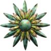 Aqua Sunburst Flower Sun Metal Wall Art