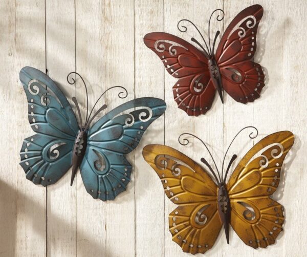 Butterfly Metal Wall Art - 3 Piece Set