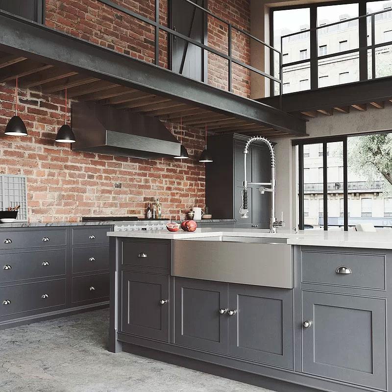 Industrial Brick & Gray Kitchen