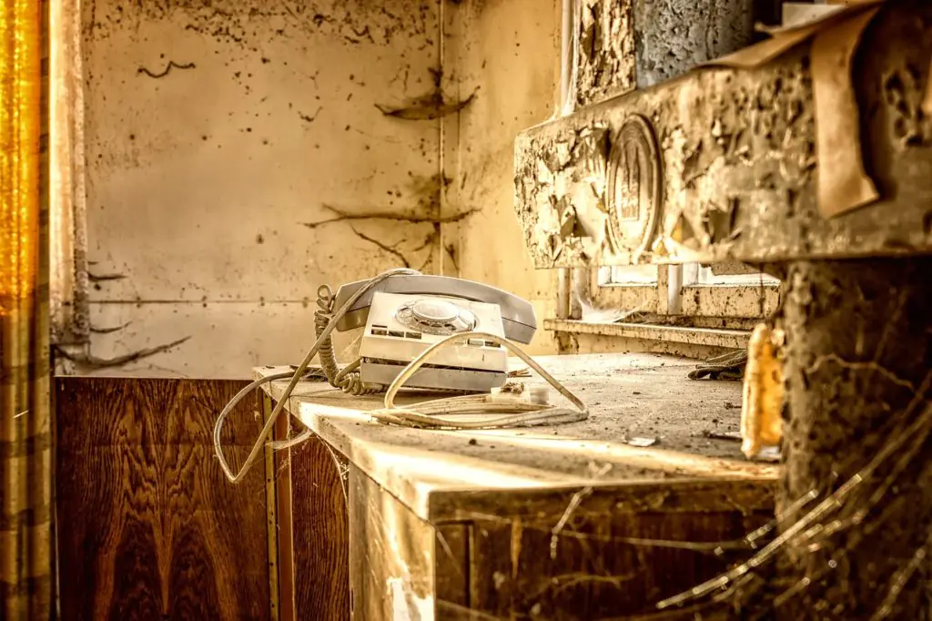 Abandoned House Interior with Vintage Phone