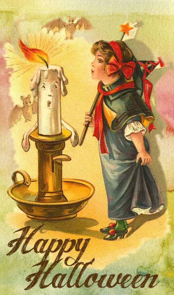 Halloween Girl Candle Vintage Printable