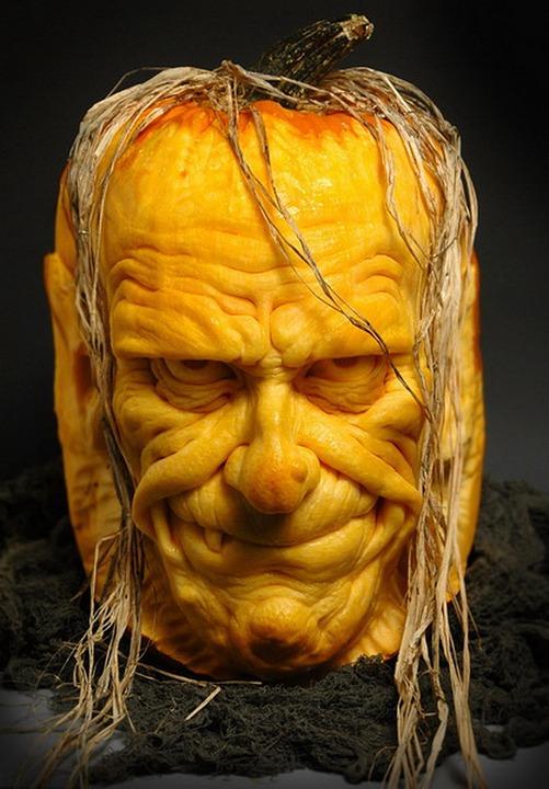 Halloween Pumpkin Carving Ideas | Sculpted Scary Face