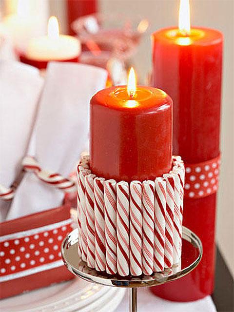 Candy Cane Candle Cuff Christmas Table