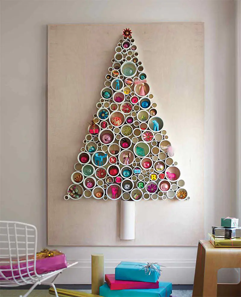 DIY Wall Tube Christmas Tree