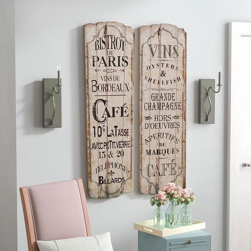 Paris Cafe 2 Piece Textual Art Set