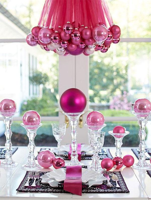 Pretty in Pink Christmas Ribbons & Ornaments Chandelier