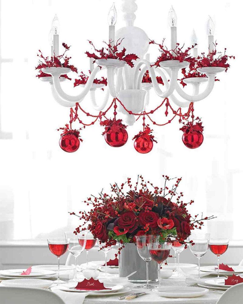 Red and White Christmas Chandelier