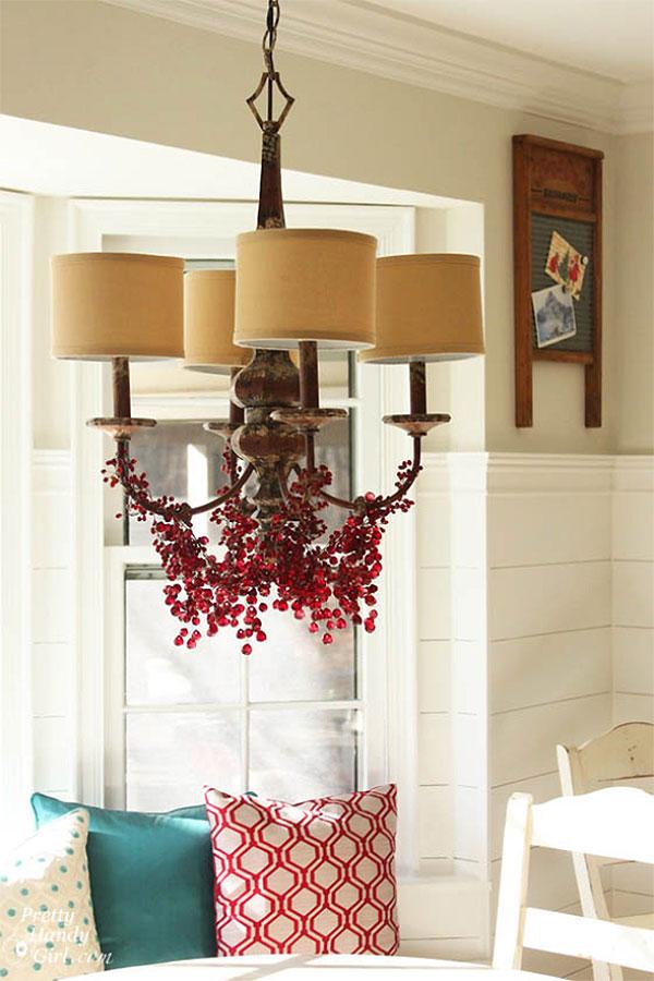 Rustic Red Christmas Berry Chandelier