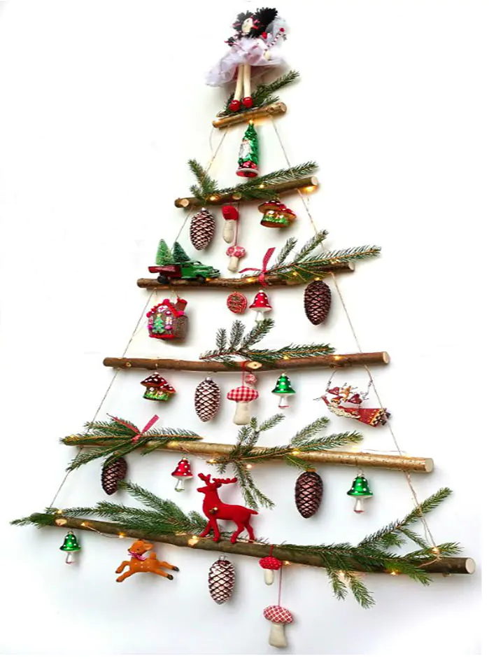 Rustic Twig Wall Mounted Christmas Tree