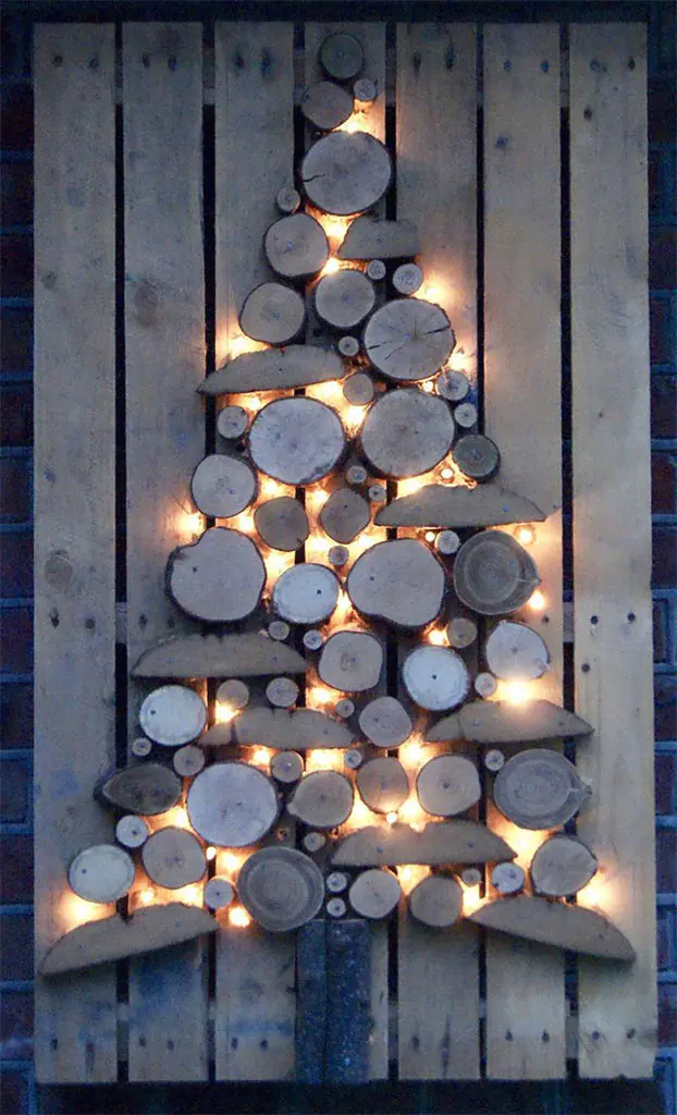 Wood on Wood Lit Christmas Tree Alternative