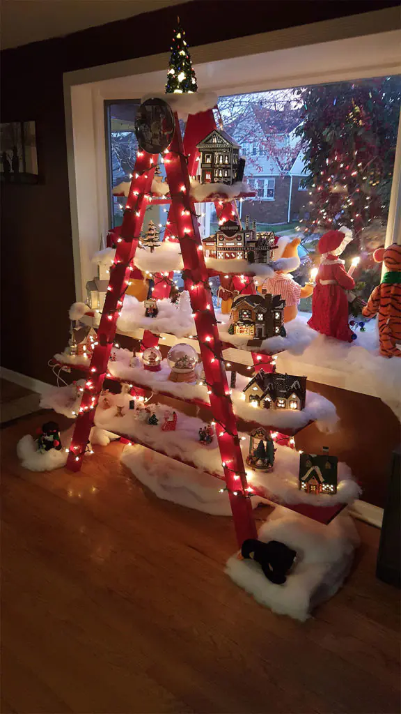 Wooden Ladder Christmas Village