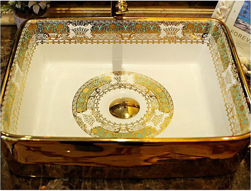 Arezzo Mosaic Gold Rectangular Vessel Sink