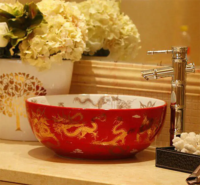 Dragon Mosaic Bathroom Sink
